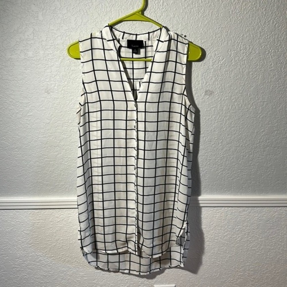 Lumiere button down sheer sleeveless blouse